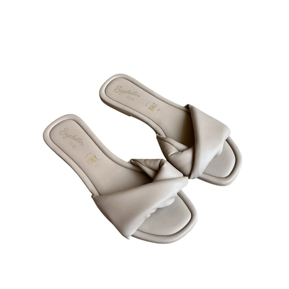 Seychelles Made in Italy Beige Leather Slide Sandals Size 8